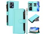 Custodia Per Xiaomi Redmi Note 12 5G/Poco X5, Con Cerniera, Portafoglio Custodia Flip In Finto Cuoio Con Tasche Per Carte, Supporto E Passante Per Mano Verde Menta