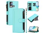 Custodia Per Infinix Hot 12 Play, Con Cerniera, Portafoglio In Finto Cuoio Con Tasche Per Carte, Supporto E Passante Per La Mano Verde Menta