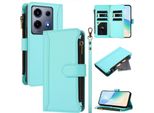 Custodia Per Infinix Note 30 Vip, Con Cerniera, Custodia Flip Wallet In Finto Cuoio Con Tasche Per Carte, Supporto E Passante Verde Menta