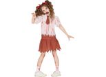Zombie Halloween Scuola Outfit Spaventoso Costume Idea Bambini Camicetta Cravatta Gonna Sangue Horror, Taglia: 140/146 Colore: Bianco
