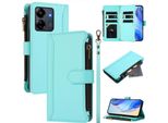Custodia Per Xiaomi Redmi 13C/Redmi 13C 5G/Poco M6 5G/Poco C65, Con Cerniera, Portafoglio Custodia Flip In Finto Cuoio Con Tasche Per Carte, Supporto E Passante Per Mano Verde Menta
