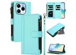 Custodia Per Infinix Note 40X 5G, Con Cerniera, Portafoglio, Custodia Flip In Finto Cuoio Con Tasche Per Carte, Supporto E Passante Verde Menta