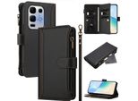 Custodia Per Infinix Note 50X, Con Cerniera, Portafoglio In Finto Cuoio Con Tasche Per Carte, Supporto E Passante Per La Mano Nero