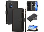 Custodia Per Xiaomi Redmi Note 11 4G/Note 11S, Flip Case In Finto Cuoio Con Cerniera E Portafoglio, Tasche Per Carte, Supporto E Passante Per La Mano Nero