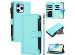Custodia Per Honor 60 Se, Con Cerniera, Portafoglio Custodia Flip In Finto Cuoio Con Tasche Per Carte, Supporto E Passante Verde Menta