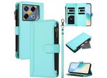 Custodia Per Infinix Gt 20 Pro, Con Cerniera, Custodia Flip Wallet In Finto Cuoio Con Tasche Per Carte, Supporto E Passante Verde Menta
