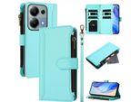 Custodia Per Xiaomi Redmi Note 13 Pro 4G/Poco M6 Pro 4G, Con Cerniera, Portafoglio Custodia Flip In Finto Cuoio Con Tasche Per Carte, Supporto E Passante Per Mano Verde Menta