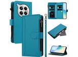 Custodia Per Infinix Zero 40/Zero 40 4G, Con Cerniera, Portafoglio Custodia Flip In Finto Cuoio Con Tasche Per Carte, Supporto E Passante Per Mano Lake Blu