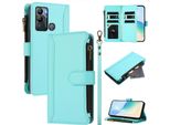 Custodia Per Infinix Hot 12I/Hot 20I, Con Cerniera, Custodia Flip Wallet In Finto Cuoio Con Tasche Per Carte, Supporto E Passante Per La Mano Verde Menta