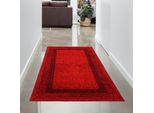 Tappeto Da Salotto Di Design A Pelo Corto Moderno Vintage Con Link Laterali In Rosso Dimensioni - 80 X 150 Cm