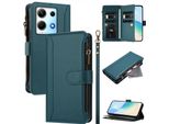 Custodia Per Infinix Note 30/Note 30 5G, Con Cerniera, Portafoglio Custodia Flip In Finto Cuoio Con Tasche Per Carte, Supporto E Passante Per Mano Verde