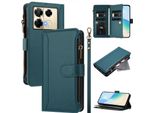 Custodia Per Infinix Note 40 Pro 4G/Note 40 Pro 5G/Note 40 Pro+, Con Cerniera, Portafoglio Custodia Flip In Finto Cuoio Con Tasche Per Carte, Supporto E Passante Per Mano Verde