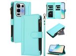 Custodia Per Infinix Note 50X, Con Cerniera, Custodia Flip Wallet In Finto Cuoio Con Tasche Per Carte, Supporto E Passante Verde Menta