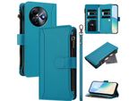 Custodia Per Itel S24, Con Cerniera, Portafoglio Custodia Flip In Finto Cuoio Con Tasche Per Carte, Supporto E Passante Per La Mano Lago Blu