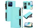 Custodia Per Honor X60 Gt, Con Cerniera, Portafoglio In Finto Cuoio Con Tasche Per Carte, Supporto E Passante Verde Menta