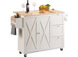 Carrello Portavivande Carrello Da Cucina 1430 X 680 X 990 Mm, 136 Kg Di Portata Mobile Da Cucina A Isola, Carrello Da Cucina Con Porta Asciugamani E 2 Cassetti, Mobile Microonde Carrello Da Cucina In Legno Massiccio