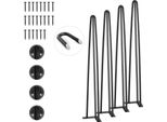Set Di 4 Gambe Da Tavolo Guide Per Tavoli A Forcella Alte 710 Mm 110X110 Mm Piastra Di Montaggio Acciaio Al Carbonio Verniciato A Polvere Nero Opaco Gambe Da Tavolo Con Piedini In Gomma Capacità Di Carico 408 Kg