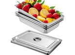 Contenitore In Acciaio Inox 4 Pezzi, Contenitore Per Alimenti Con Coperchio, Piastra Antiaderente, 53,7 X 33 X 9,5 Cm, Contenitore Commerciale Per Alimenti, Torte, Sformati, Tegame Da Tavola Per Hotel