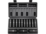 Set Di Chiavi A Bussola Professionali In Acciaio Legato CR-V Set Di Chiavi A Bussola Da 13 Pezzi Profondità 10-24 Mm Avvitatore A Impulsi, Hrc 42-48 Chiave A Bussola Incl. Valigetta Portautensili, Estrattore Metrico Per Viti
