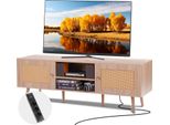 Porta Tv In Rattan 165Cm Mobile Tv Boho Mobile Tv In Rovere