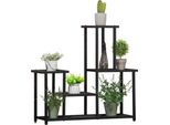 Scaffale Per Piante Fortuna Lai A 4 Ripiani Scaffale Per Fiori A Più Ripiani, Supporto Per Piante Da Giardino, Balcone, Metallo, Nero, 91X25X83 Cm