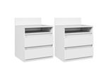 Aiorber Set Di 2 Comodini Con 2 Cassetti, Contenitore, Minimalista, Tavolino, Camera Da Letto, Bianco