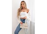 Kesi Cardigan Donna Brunildi Grigio E Bianco Taglia Unica
