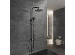 Joho Sistema Doccia A Pioggia Idromassaggio Colonna Doccia Nero Soffione Senza Miscelatore Set Doccia Completo Porta Ogetti Colonna Acciaio Inox D20Cm