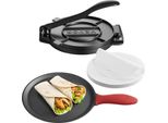 Vevor Pressa Per Tortilla (20 Cm) In Ferro Grigio, Robusta Pataconera Con Manico E 100 Pezzi Di Carta Pergamena. Carta Pergamena, Pressa Per Tortilla, Pataconera Colombiana Professionale Per Roti