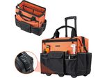 Borsa Porta Attrezzi Vevor Con Ruote, Portata 50 Kg, 27 Tasche, Zaino Da Lavoro Con Manico Telescopico Regolabile E Base Stabile, Borsa Porta Attrezzi Per Edilizia, Meccanica, 510X310X450 Mm