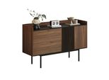 Aiorber Moderna Credenza Cassettiera Soggiorno Sala Da Pranzo Con 2 Cassetti, Ripiano Regolabile, Molto Spazio Di Archiviazione, Minimalista, Noce+Nero
