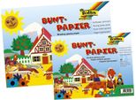 Folia 750 Buntpapier Mappe - Gummiert, 10 Farben Sortiert, 21 X 30 Cm