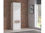 Mehrzweckschrank Forte "Duro", Weiß (Pinie Weiß, Eiche Antik), B:71,2Cm H:212Cm T:41,3Cm, Dekorfolie, Fsc-Zertifizierter Holzwerkstoff, SchräNke, Mehrzweckschrank, HöHe 212 Cm, BüCherregal Mit TüRen Und Schublade, Im Landhausstil