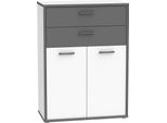 Kommode Forte "Keflav", Weiß (Weiß, Uni Wolfram Grau), B:84,5Cm H:115,1Cm T:41,5Cm, Holzwerkstoff, Sideboards, Kommode, Breite 84,5 Cm