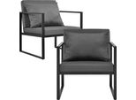 2X Sedia Da Giardino 70 X 60 X 60 Cm Poltrona Da Giardino Set Di 2 Sedie Da Giardino Da Esterno Nero/Grigio Scuro