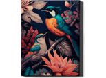 Oh Art! - Set Di Pittura Per Numeri - 40X50Cm, Con Cornice In Legno E Pennelli "Uccelli Su Un Ramo"" Fai Da Te"