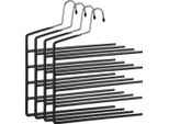 In And Outdoormatch Appendiabiti Salvaspazio Saul - Set Di 4 - Appendini Multipli - Estremità Aperta - Antiscivolo - Per 5 Paia Di Pantaloni Ciascuno - Per Jeans - Asciugamani - Sciarpe - Nero
