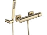 Miscelatore Doccia A Parete Con Set Doccia Laveo Tores Oro Spazzolato
