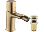 Laveo Tores Miscelatore Per Bidet Freestanding Con Tappo, Oro Spazzolato