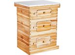 Succebuy Arnia 30 Telai, Legno Di Cedro Rivestito Di Cera D'api, 2 Alveari Profondi + 1 Alveare Medio, Arnia Langstroth Con Finestre In Acrilico Trasparente