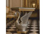 Casa Padrino Tavolino Barocco Cigno Con Piano In Vetro Argento/Oro H. 78 Cm - Interno Barocco