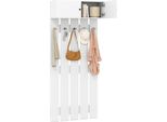Appendiabiti A Parete Costway Con 5 Ganci Doppi E Armadio A 2 Ante, Appendiabiti A Parete Scaffale A Muro Bianco