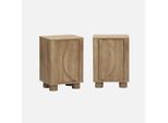 Set 2 Comodini Effetto Legno Di Mango 1 Anta Reversibile, Albero Di Mango