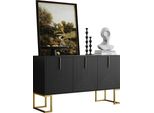 Aiorber Credenza Moderna A 3 Ante Con Ripiani Regolabili, Ante A U E Maniglia In Metallo, Per Sala Da Pranzo E Cucina, Nero