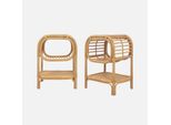 Set Di 2 Comodini In Rattan Naturale Curvato, 1 Vano, Marrone Naturale
