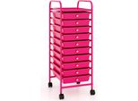 Carrello Costway Con 10 Cassetti Impilabili, Carrello Da Bagno Con Struttura In Metallo, Carrello Da Bagno, Scaffale Da Bagno, Carrello Laterale Rosa Caldo