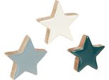 Decorazioni Da Tavola Natalizie A Forma Di Stelle In Legno Bianco, Blu E Turchese, 5 Cm, 12 Pezzi, 12 Pezzi