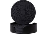 Inf Nuovi Sottobicchieri Rotondi In Silicone A Spirale Da 10 Cm, Set Da 8 Pezzi Nero