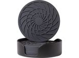 Inf Nuovi Sottobicchieri Rotondi In Silicone A Spirale Da 10 Cm, Set Da 8 Pezzi Grigio Scuro