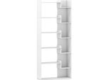 Costway Libreria A 6 Livelli, Scaffale In Legno Con 2 Chiusure A Ribalta, Scaffale Da Esposizione, Scaffale Da Appoggio, 69X22X163Cm, Bianco
